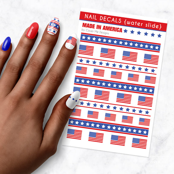 american flag nail art decal sheet