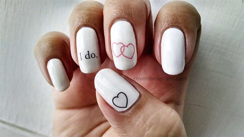 wedding nail art with nail decals