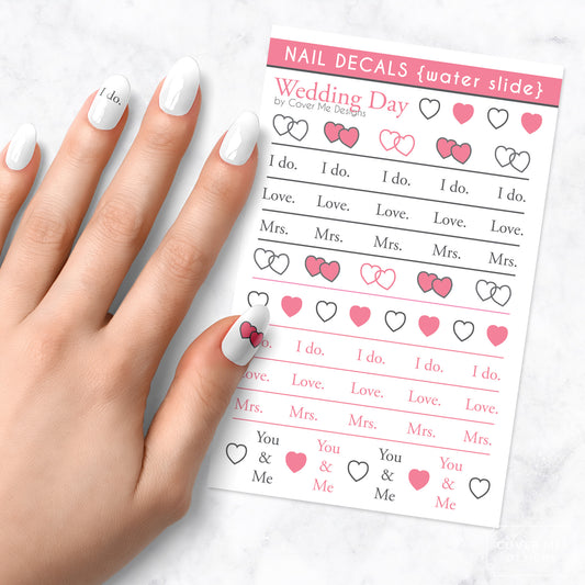 wedding day nail art decal sheet