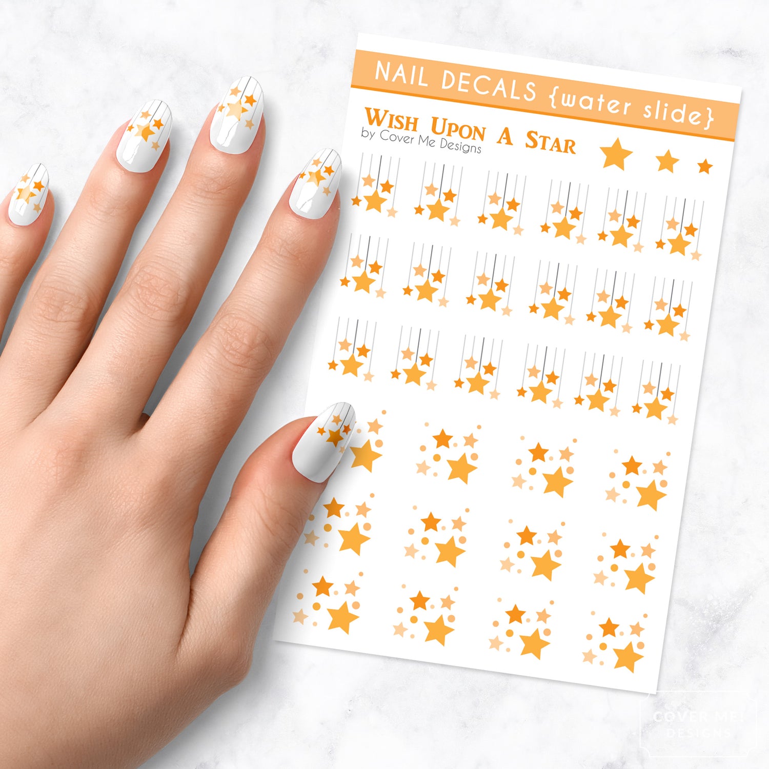 wish upon a star hanging star nail art decal sheet