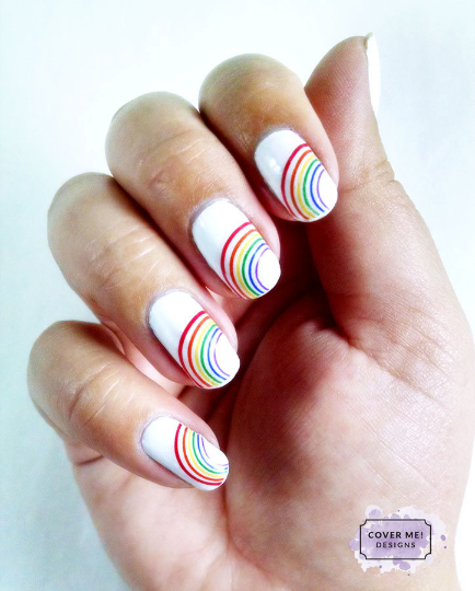 rainbow stripe nail art decals