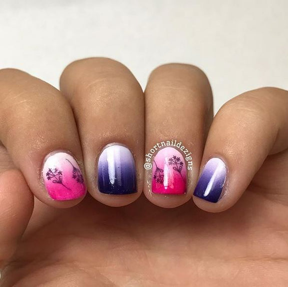 pink and purple flower nail art